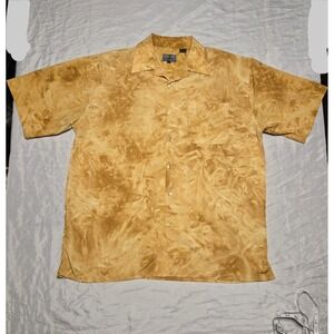 Jordan Craig Y2K Button Up Shirt Mens‎ Large Yellow Mustard Retro Loose SS Soft